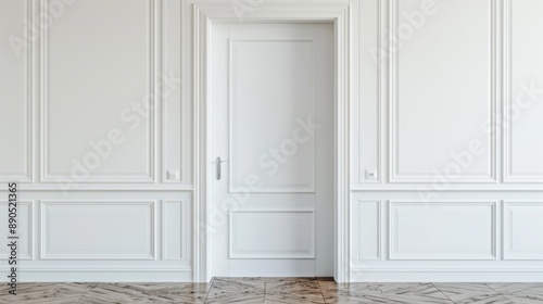 White Door with Molding in a Room. © วิวัฒน์ อภิสิทธิ์ภิญ