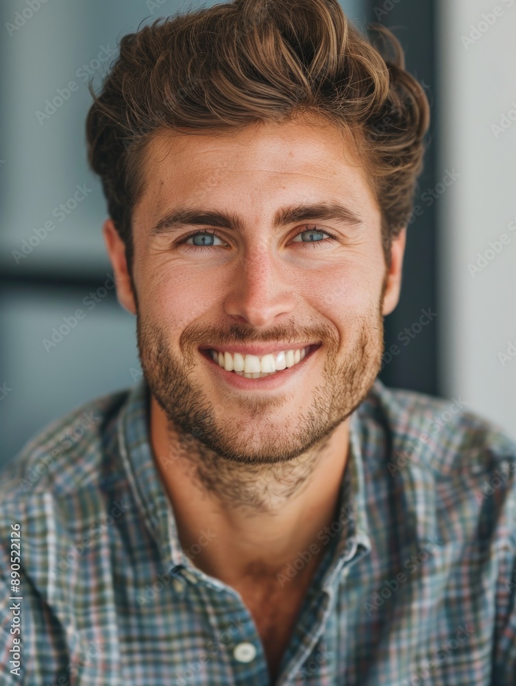 A smiling man with a beard looks directly at the camera A smiling man with a beard looks directly at the camera