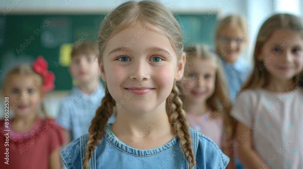 Group of kids in classroom setting, possible for educational or teaching concepts Group of kids in classroom setting, possible for educational or teaching concepts