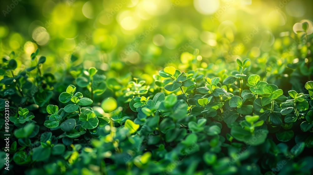 A Lush Scene of Green Plants Bathed in Sunlight in an Outdoor Setting
