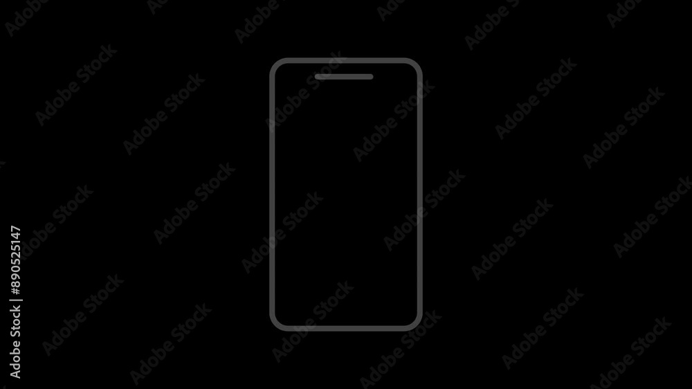 Animation of the phone rotating 90 degrees horizontally. Animation for web social networks.