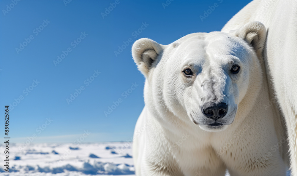 Obraz premium Baby Polar Bear Hunting with Mom 