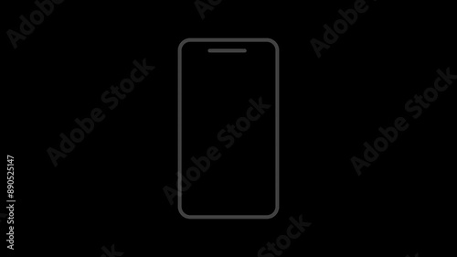 Animation of the phone rotating 90 degrees horizontally. Animation for web social networks.