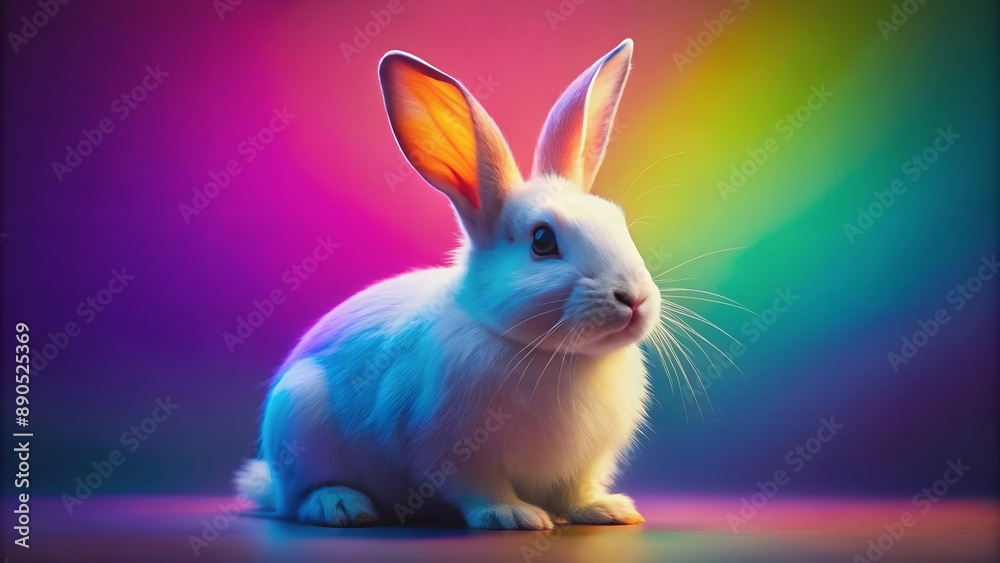 White Rabbit with a Colorful Gradient Generative AI Art White Rabbit with a Colorful Gradient Generative AI Art
