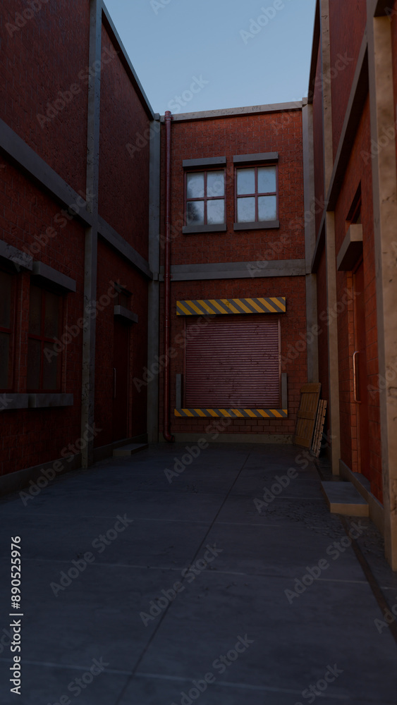 Loading unloading alley street scene premium photo 3d render Loading unloading alley street scene premium photo 3d render