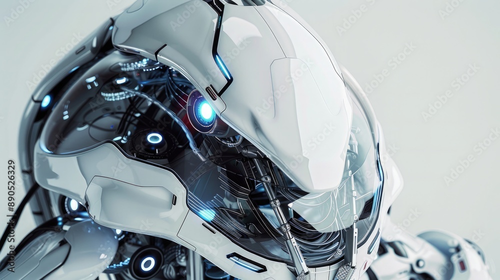 A sleek, futuristic robot performing complex tasks in a high-tech environment. A sleek, futuristic robot performing complex tasks in a high-tech environment.