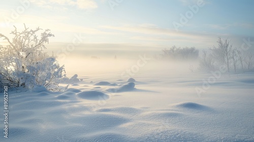 Winter Wonderland with Fog and Snow.