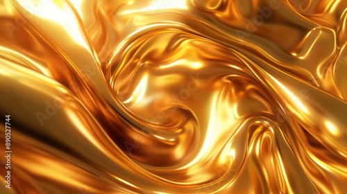 Elegant gold 3D abstract background showcasing smooth, rotating kinetic sculptures and dynamic energy