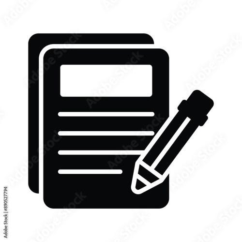 Content writing icon, a pencil with notepad, symbolizes creating engaging and informative digital content
