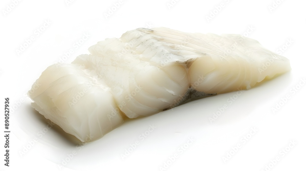 Fresh and Pristine Cod Fillet on a Clean White Background Fresh and Pristine Cod Fillet on a Clean White Background