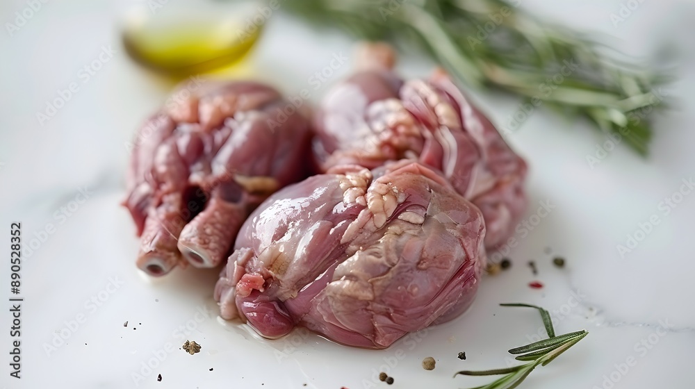 Raw Quail Meat on White Surface,Gourmet Poultry Ingredient for Cooking