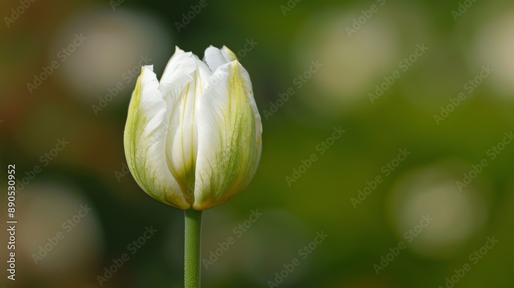 Elegant White Flower Bud with Delicate Petals in Closed Shape on Subtle Background Elegant White Flower Bud with Delicate Petals in Closed Shape on Subtle Background
