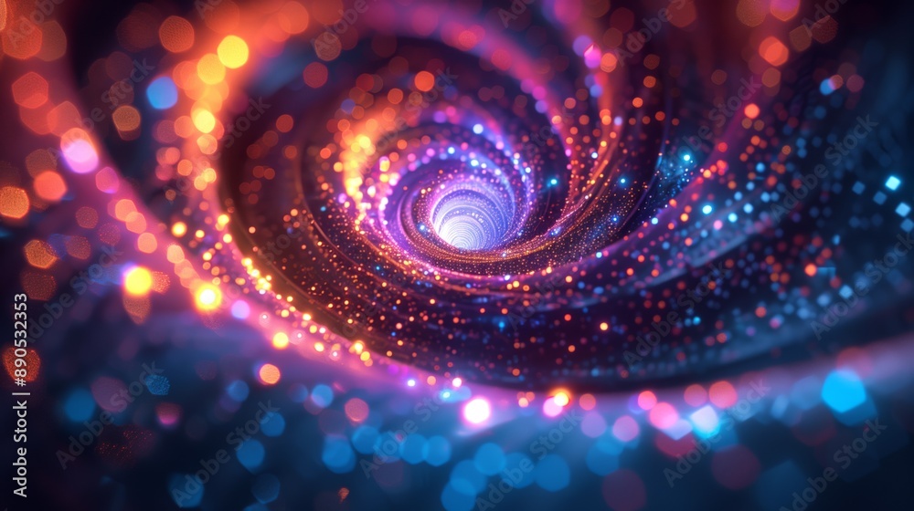 Vibrant Abstract Spiral of Glowing Lights Vibrant Abstract Spiral of Glowing Lights