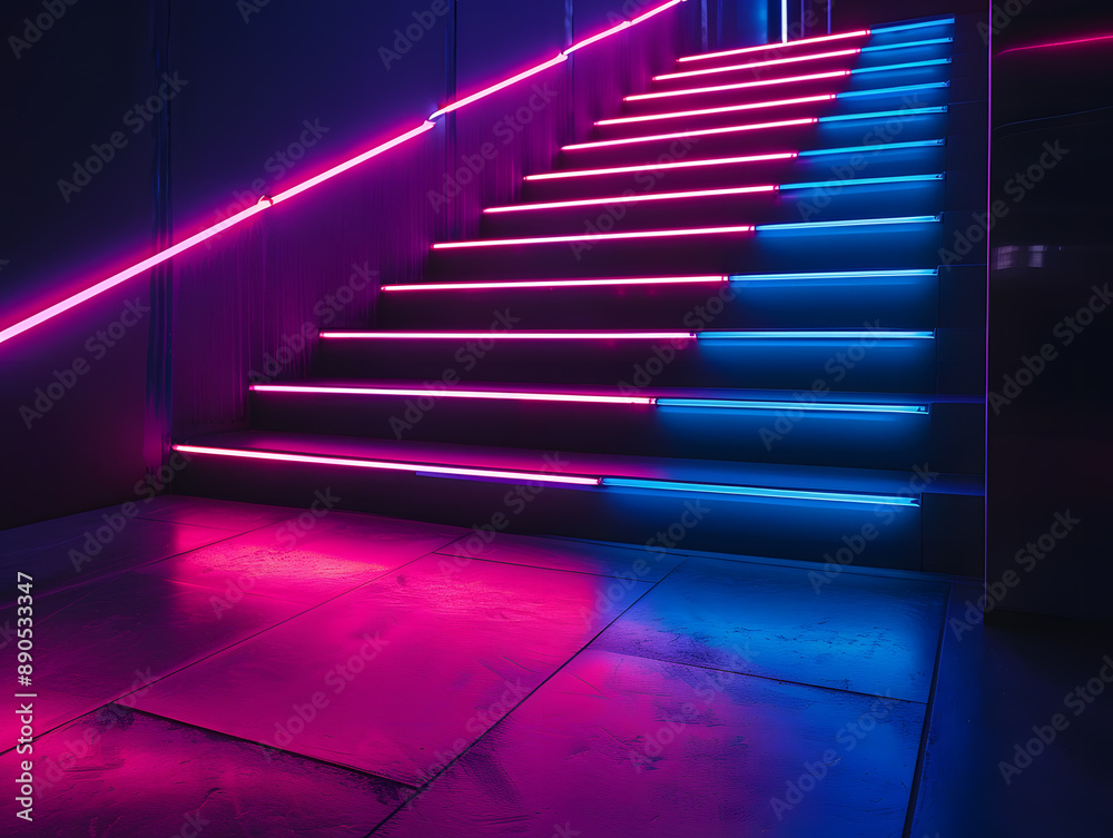 Neon multi-colored lines and lights on a dark background. Neural network AI generated art Neon multi-colored lines and lights on a dark background. Neural network AI generated art