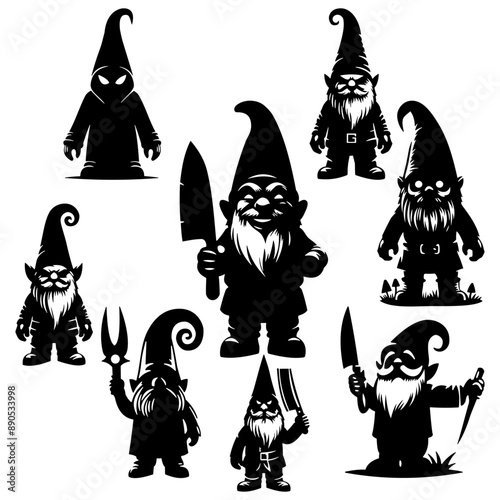 Illustration of mischievous gnomes for Halloween