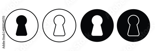 Keyhole vector icons set. Key hole illustration. Lock sign collection, padlock, door symbol on white background.