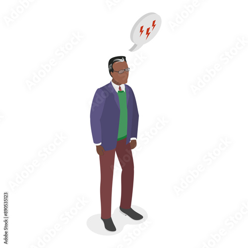 3D Isometric Flat Vector Illustration of Human Personality Feelings, Psychological Mindsets. Item 3