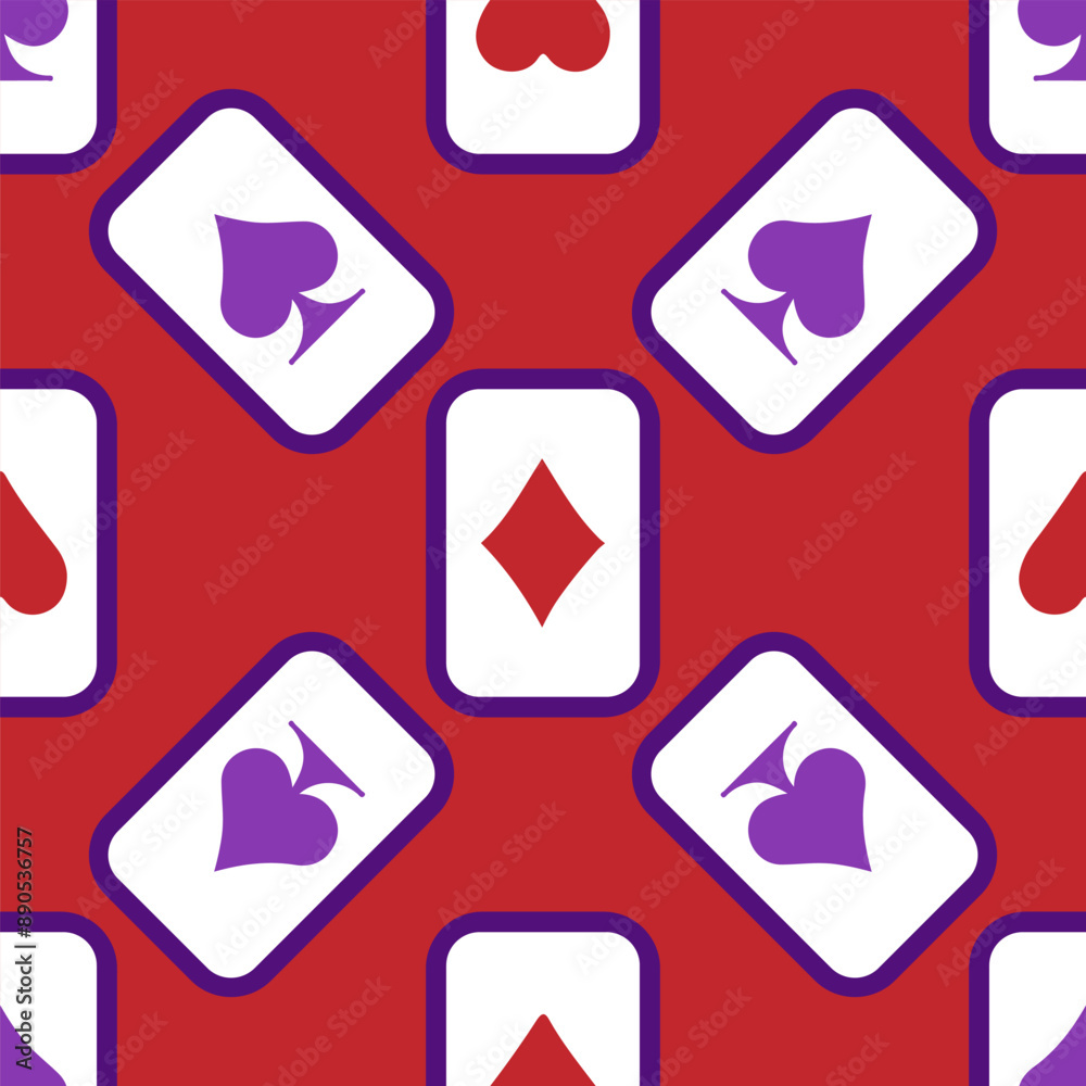 Purple falling playing cards seamless pattern. Poker and Wonderland Purple falling playing cards seamless pattern. Poker and Wonderland