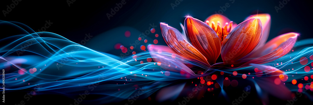 Night lotus flower in pink, blue, purple. Luxurious floral elements, botanical background or wallpaper design, prints and invitations, postcards. Delicate flower leaves 3D illustration Night lotus flower in pink, blue, purple. Luxurious floral elements, botanical background or wallpaper design, prints and invitations, postcards. Delicate flower leaves 3D illustration