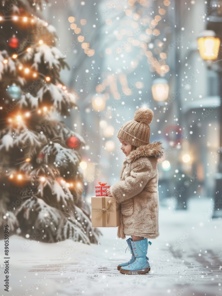 Child Enjoying Winter Holiday Season Child Enjoying Winter Holiday Season