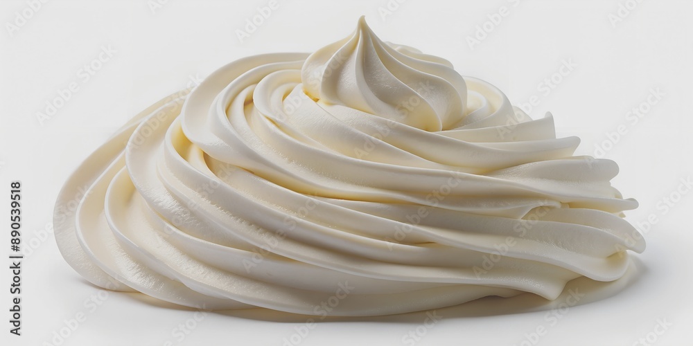 Whipped cream swirl isolated on white background cutout AI-Created Content Whipped cream swirl isolated on white background cutout AI-Created Content