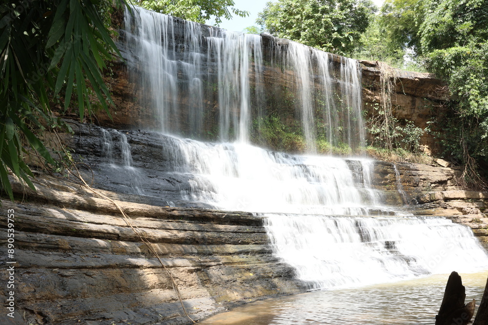 Obraz premium waterfall in the forest, waterfall, Beautiful nature, Nature, Thid Mi Waterfall, Nam Nao District, Phetchabun, Thailand
