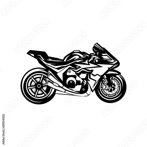 cool and elegant sports bike in black and white for coloring vector line art