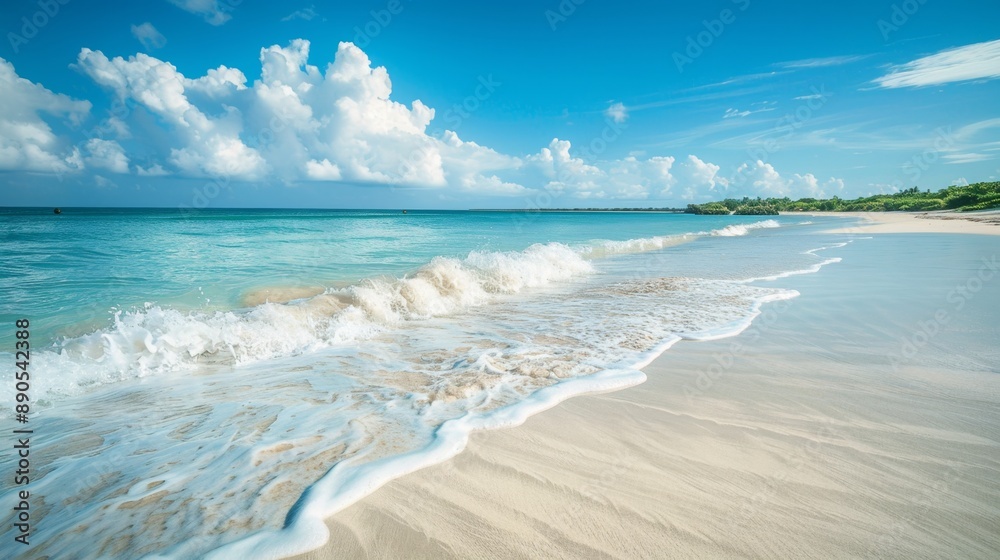 Tropical Beach with White Sand and Blue Water.