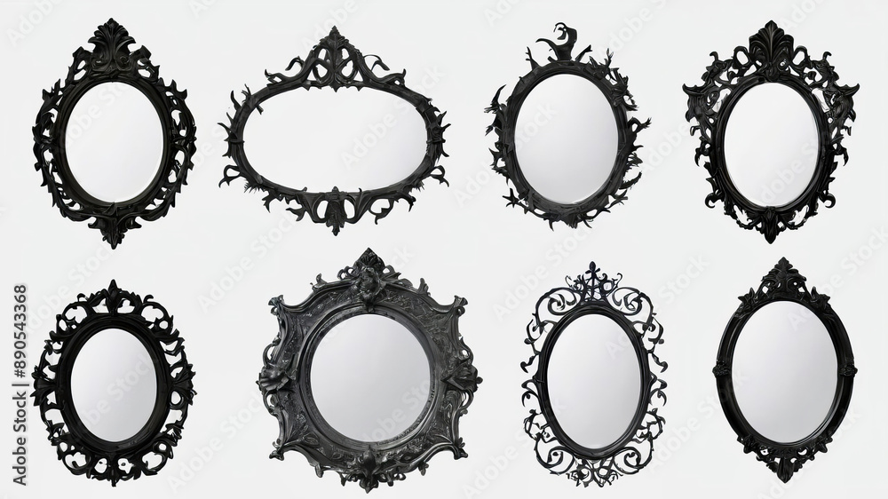 Set of decorative mirror illustrations with transparent background, ideal for Halloween-themed designs and graphic templates.
Set of decorative mirror illustrations with transparent background, ideal for Halloween-themed designs and graphic templates.