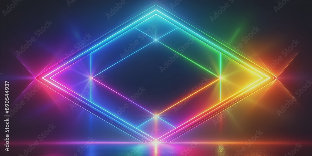 Glowing geometric shape background Neon light background Rainbow energy colours background AI-Generated Content Glowing geometric shape background Neon light background Rainbow energy colours background AI-Generated Content