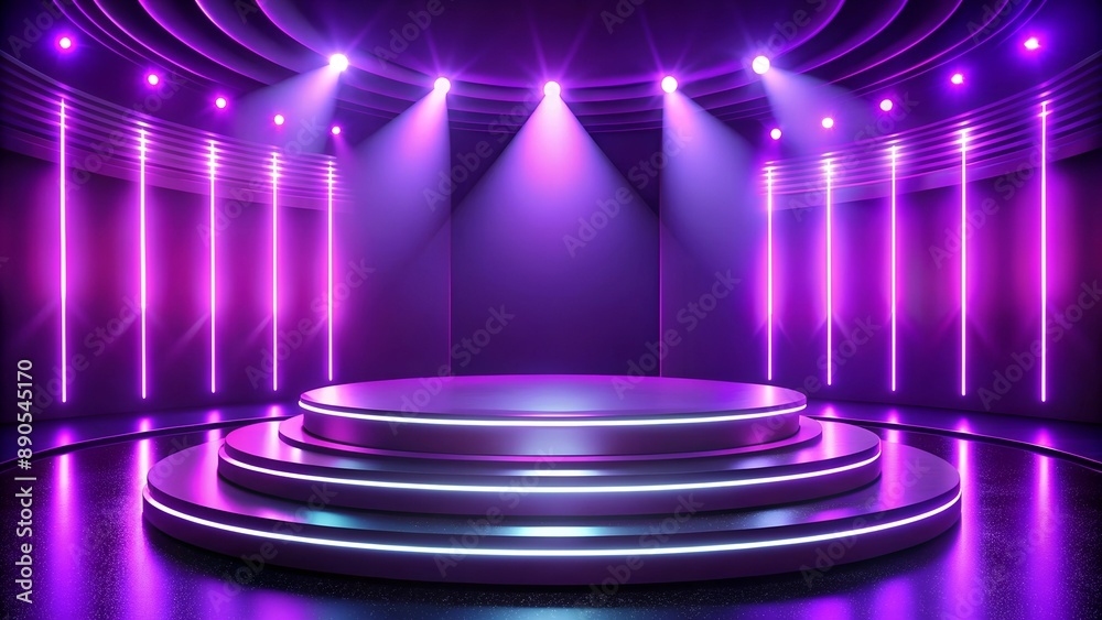 professional wide angle image in the foreground of a flat round single stage podium professional wide angle image in the foreground of a flat round single stage podium