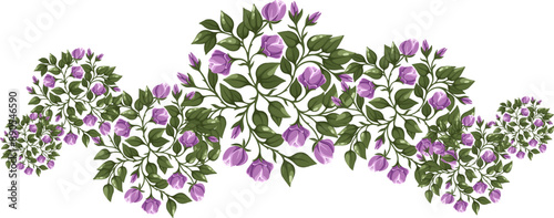 Roses Trees for architectural floor plans. Entourage design. Various trees, bushes, and shrubs, top view for the landscape design plan. Vector illustration.