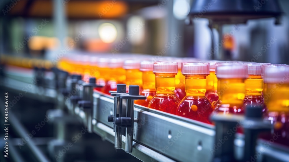 product bottles fruit juice on the conveyor belt in the beverage factory, industrial, manufacture, production, line, plant, technology, juice, machine, machinery, equipment, automated product bottles fruit juice on the conveyor belt in the beverage factory, industrial, manufacture, production, line, plant, technology, juice, machine, machinery, equipment, automated