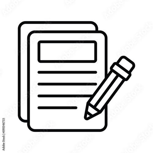 Content writing icon, a pencil with notepad, symbolizes creating engaging and informative digital content