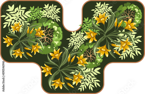 Flower bed for architectural floor plans. Entourage design. Elements for the landscape design plan. Vector illustration.
