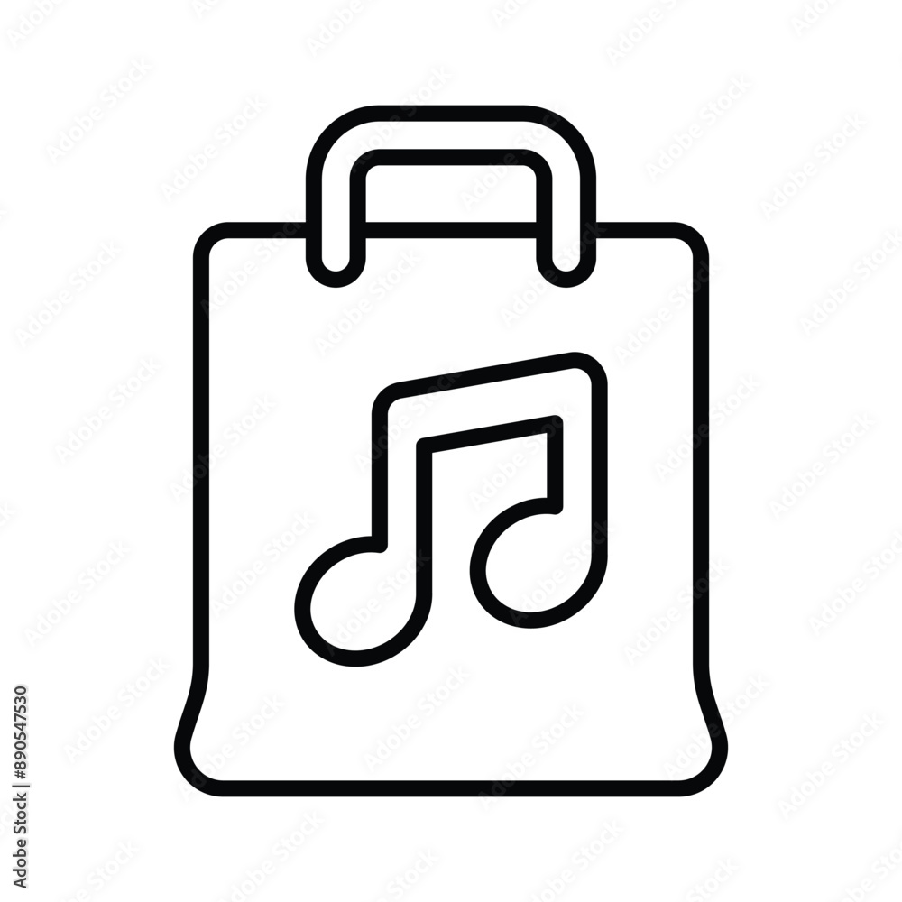 Music note on shopping bag denoting icon of music store, ready to use icon Music note on shopping bag denoting icon of music store, ready to use icon