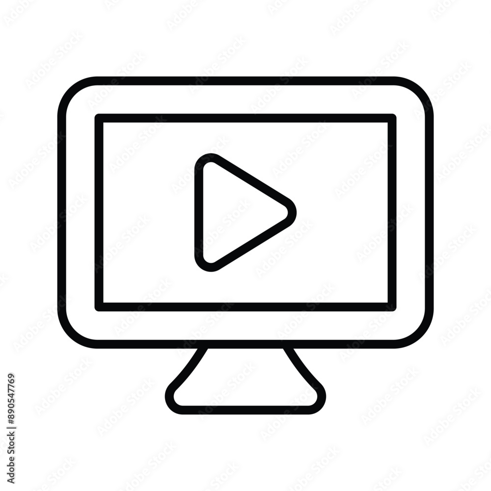 A tv app icon denoting television or streaming services app, presented by screen, indicating access to video content A tv app icon denoting television or streaming services app, presented by screen, indicating access to video content