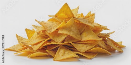 Flying mexican nachos chips isolated on white background Generative By AI