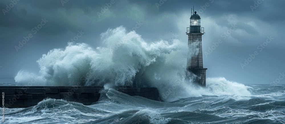 Lighthouse Standing Strong Against a Powerful Storm Lighthouse Standing Strong Against a Powerful Storm