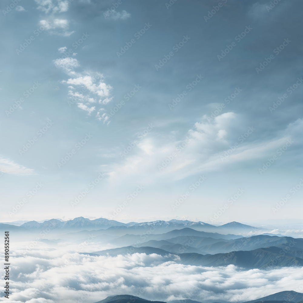 Tall mountain peaks high in the sky surrounded by clouds Tall mountain peaks high in the sky surrounded by clouds