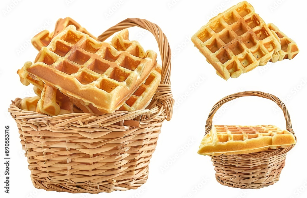 Square waffle wafel batter dessert on transparent cutout. Many angles, stack, basket, broken, pile, cube, slice. Mockup template for artwork. Square waffle wafel batter dessert on transparent cutout. Many angles, stack, basket, broken, pile, cube, slice. Mockup template for artwork.