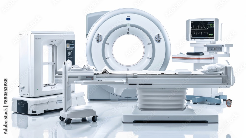 CT Scan Machine with Monitor and Table. CT Scan Machine with Monitor and Table.