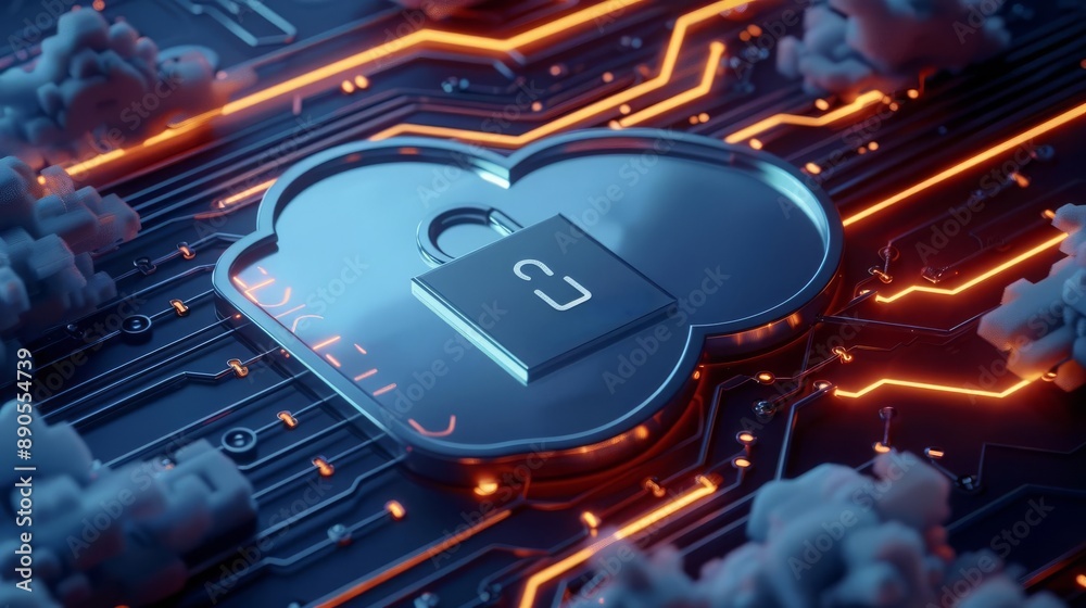 Fototapeta premium CloudStrike Network Security Encryption Technologies Data being encrypted and decrypted with security keys