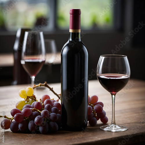 red wine and grapes