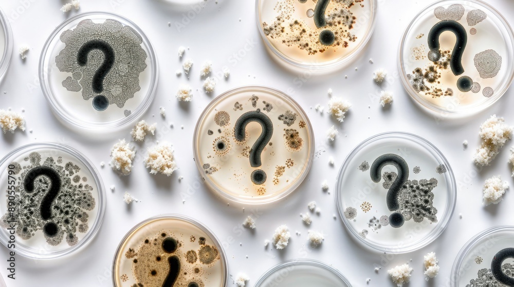 Fototapeta premium A World of Unanswered Questions: Microbial Cultures in Petri Dishes