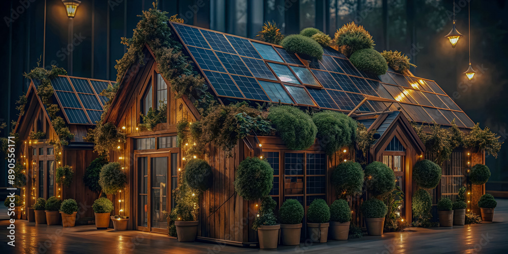 Eco-Friendly Tiny Home with Solar Panels at Night
Eco-Friendly Tiny Home with Solar Panels at Night