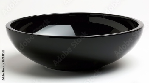 Black Bowl on White Background.