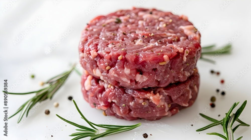 Fresh Ground Beef Patty on White Background for Hamburger Fresh Ground Beef Patty on White Background for Hamburger