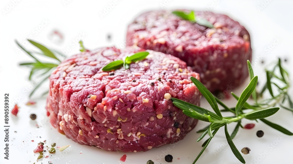 Fresh Ground Beef Patty on White Background for Hamburger Fresh Ground Beef Patty on White Background for Hamburger