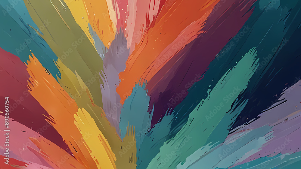 Obraz premium Abstract illustration background filled with dynamic and Pastel colorful paint brush strokes